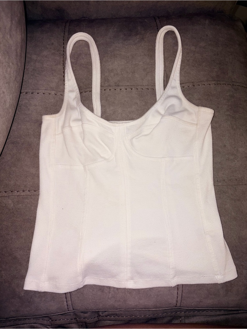 Universal Thread White Ribbed Camisole with Structured Cups